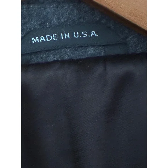 VTG Stratojac Charcoal Grey Wool Blend Double Breasted Overcoat USA Mens sz 42 - Picture 2 of 16